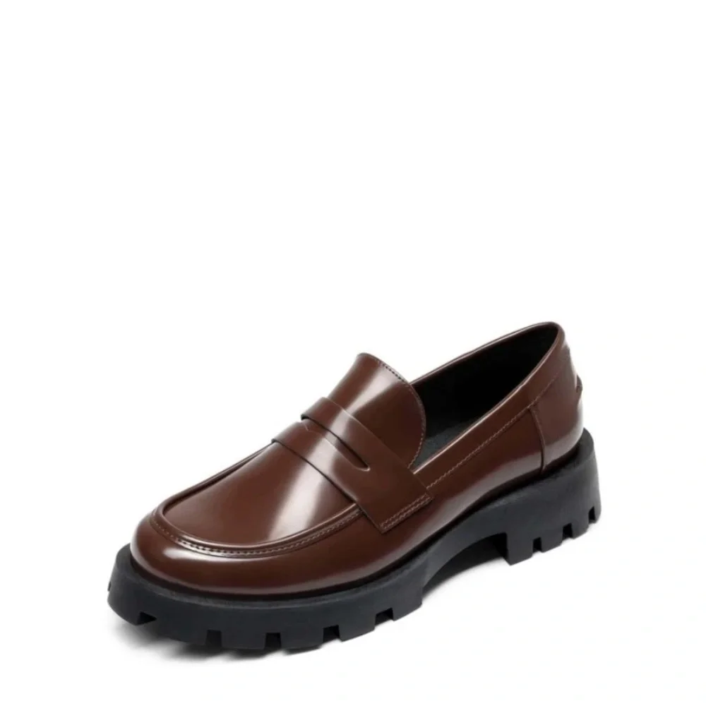 Dream Pairs Brown Patent Platform Loafers